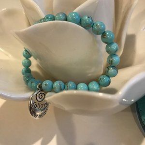 *HANDMADE* Original Turqoise Bead Elastic Bracelet